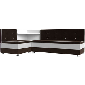 Кухонный диван Мебелико Милан микровельвет коричнево-белый левый кухонный уголок мебелико уют 2 эко кожа черно белый левый