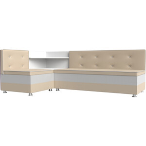 Кухонный диван Мебелико Милан эко-кожа бежевый-белый левый кухонный угловой диван мебелико деметра микровельвет бежевый левый угол