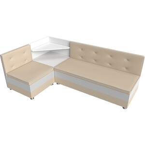 Кухонный диван Мебелико Милан эко-кожа бежевый-белый левый