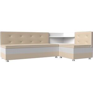 Кухонный диван Мебелико Милан эко-кожа бежевый-белый правый кухонный угловой диван мебелико деметра микровельвет бежевый левый угол