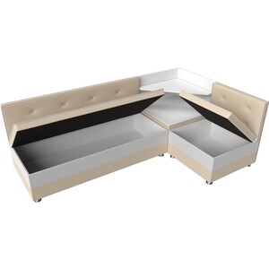 Кухонный диван Мебелико Милан эко-кожа бежевый-белый правый