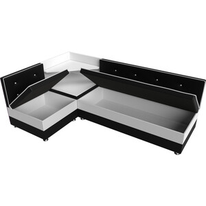 Кухонный диван Мебелико Милан эко-кожа черно-белый левый