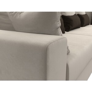 Угловой диван Мебелико Майами Long микровельвет бежевый бежевый/коричневый правый угол
