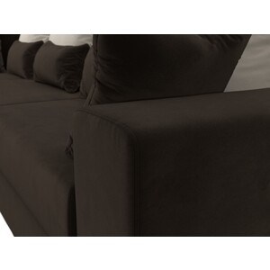 Угловой диван Мебелико Майами Long микровельвет коричневый бежевый/коричневый левый угол