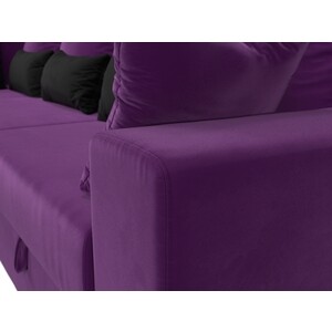 Угловой диван Мебелико Майами Long микровельвет фиолетовый фиолетово/черный левый угол