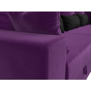 Угловой диван Мебелико Майами Long микровельвет фиолетовый фиолетово/черный правый угол