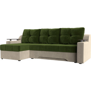 Диван угловой Мебелико Сенатор микровельвет зелено-бежевый левый диван еврокнижка мебелико ник 2 микровельвет бежевый