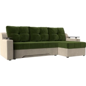 Диван угловой Мебелико Сенатор микровельвет зелено-бежевый правый диван еврокнижка мебелико ник 2 микровельвет бежевый