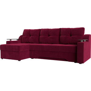 Диван угловой Мебелико Сенатор микровельвет красный левый диван угловой мебелико эмир п микровельвет красный