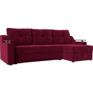 Диван угловой Мебелико Сенатор микровельвет красный правый диван угловой мебелико эмир п микровельвет красный