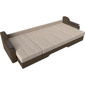 Угловой диван Мебелико Сенатор-П рогожка бежевый/коричневый