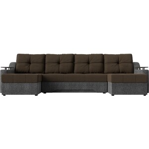 Угловой диван Мебелико Сенатор-П рогожка коричневый/серый