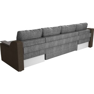 Угловой диван Мебелико Сенатор-П рогожка серый/коричневый