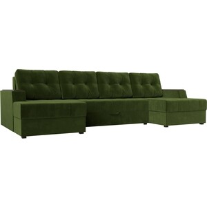 Диван угловой Мебелико Эмир-П микровельвет зеленый диван угловой мебелико эмир п микровельвет фиолетовый