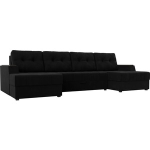 Диван угловой Мебелико Эмир-П микровельвет черный диван угловой мебелико эмир п микровельвет черно фиолетов