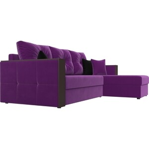 Угловой диван Мебелико Валенсия микровельвет фиолетовый правый угол