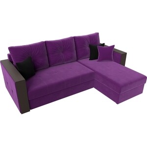 Угловой диван Мебелико Валенсия микровельвет фиолетовый правый угол