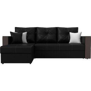 Угловой диван Мебелико Валенсия эко-кожа черный левый угол