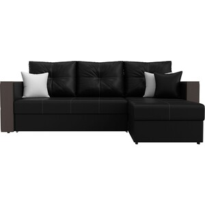 Угловой диван Мебелико Валенсия эко-кожа черный правый угол