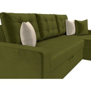 Угловой диван Мебелико Ливерпуль микровельвет зеленый правый угол