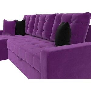 Угловой диван Мебелико Ливерпуль микровельвет фиолетовый левый угол