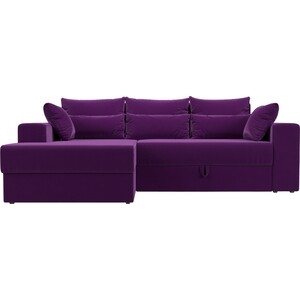 Угловой диван Мебелико Майами микровельвет фиолетовый левый угол
