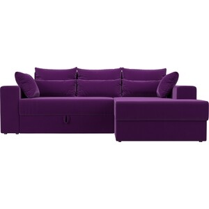 Угловой диван Мебелико Майами микровельвет фиолетовый правый угол