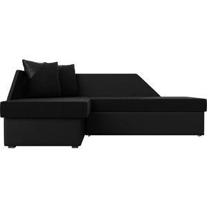 Угловой диван Мебелико Андора микровельвет черный+экокожа черный левый