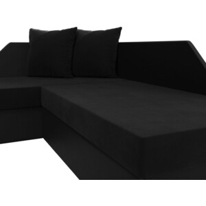 Угловой диван Мебелико Андора микровельвет черный+экокожа черный левый