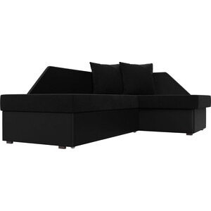 Угловой диван Мебелико Андора микровельвет черный+экокожа черный правый