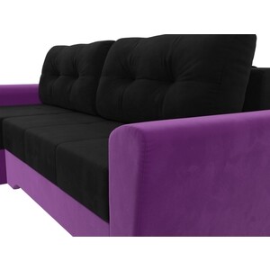 Диван угловой Мебелико Амстердам микровельвет черный/фиолетовый левый угол