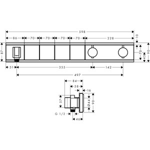 Термостат для ванны Hansgrohe RainSelect на четыре выхода, для механизма 15312180, хром (15357000)