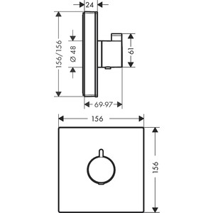 Термостат для душа Hansgrohe ShowerSelect Glass центральный, для механизма 01800180, белый/хром (15734400)