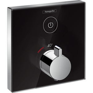 Термостат для душа Hansgrohe ShowerSelect Glass с механизмом, черный/хром (15737600, 01800180) термостат для душа kludi q beo 504000542
