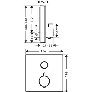 Термостат для душа Hansgrohe ShowerSelect Glass для механизма 01800180, черный/хром (15737600)