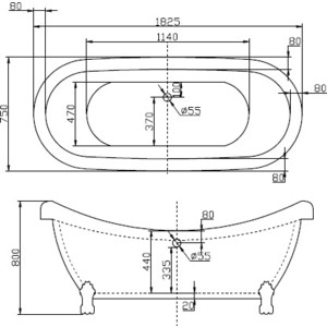 Акриловая ванна BelBagno 182x75 без ножек (BB05)