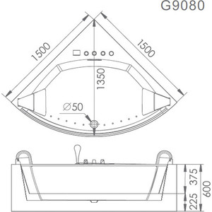 Акриловая ванна Gemy 150x150 с аэромассажем (G9080)
