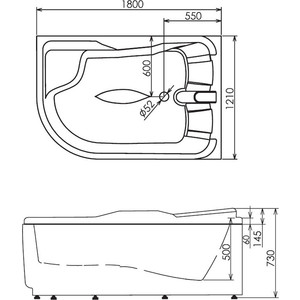 Акриловая ванна Gemy 180x121 с гидромассажем (G9083 K R)