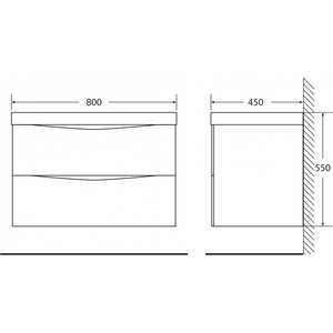 Тумба под раковину BelBagno Marino 80x55 см, Rovere Moro (MARINO-800-2C-SO-RW-P)