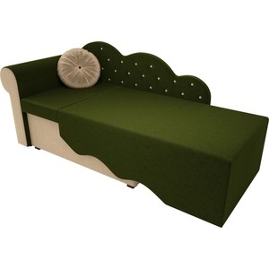 Детская кровать АртМебель Тедди-1 микровельвет зеленый/бежевый левый угол
