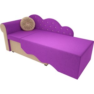 Детская кровать АртМебель Тедди-1 микровельвет фиолетовый/бежевый левый угол