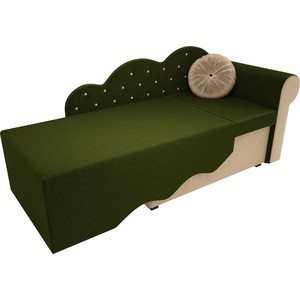 Детская кровать АртМебель Тедди-1 микровельвет зеленый/бежевый правый угол