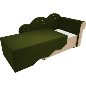 Детская кровать АртМебель Тедди-1 микровельвет зеленый/бежевый правый угол