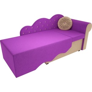 Детская кровать АртМебель Тедди-1 микровельвет фиолетовый/бежевый правый угол