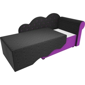 Детская кровать АртМебель Тедди-1 микровельвет черный/фиолетовый правый угол