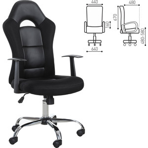 Кресло офисное Brabix Fusion EX-560 экокожа/ткань, хром, черное (531581)