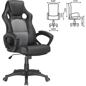 Кресло офисное Brabix Rider Plus EX-544 комфорт экокожа, черное/серое, (531582) кресло офисное brabix turbo ex 569 экокожа спортивный дизайн чёрное