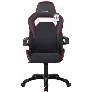 Кресло компьютерное Brabix Nitro GM-001 ткань/экокожа черное, вставки красные (531816) кресло компактное brabix smart mg 313 без подлокотников черное 531843