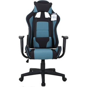 Кресло компьютерное Brabix GT Racer GM-100 две подушки ткань, черное/голубое (531818) кресло офисное brabix focus ex 518 ткань черное 531575