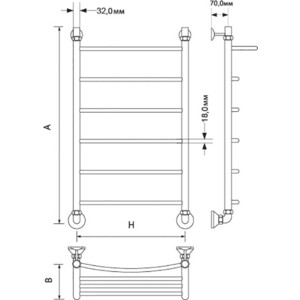 Полотенцесушитель водяной ZOX Дуга ЛЦ 40x80 с полкой (4620031449034)